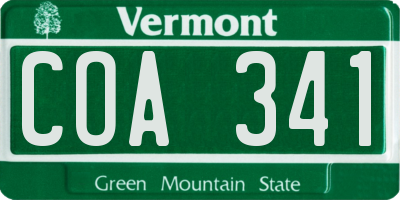 VT license plate COA341