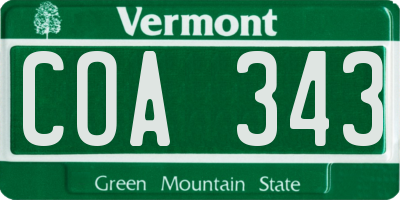 VT license plate COA343