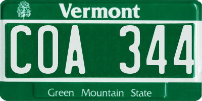 VT license plate COA344