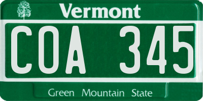 VT license plate COA345