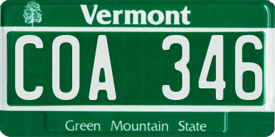 VT license plate COA346