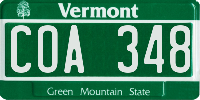 VT license plate COA348
