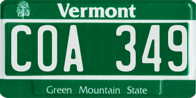 VT license plate COA349