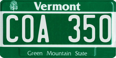 VT license plate COA350