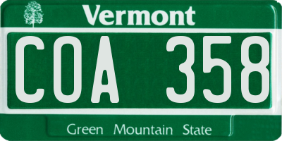VT license plate COA358