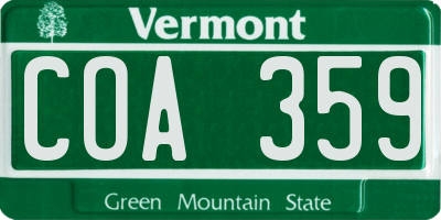 VT license plate COA359