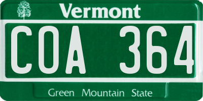 VT license plate COA364