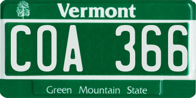 VT license plate COA366
