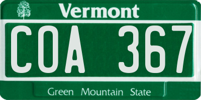 VT license plate COA367