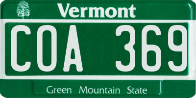 VT license plate COA369