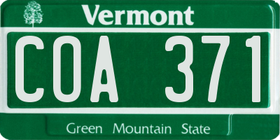 VT license plate COA371