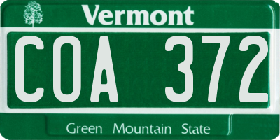 VT license plate COA372