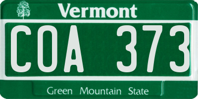 VT license plate COA373