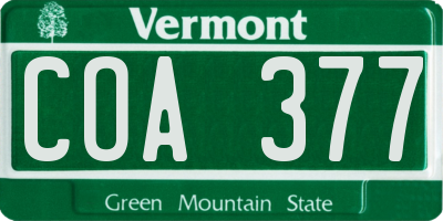 VT license plate COA377