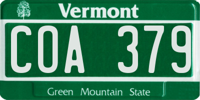 VT license plate COA379