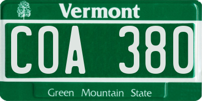 VT license plate COA380