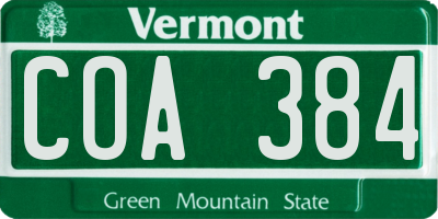 VT license plate COA384