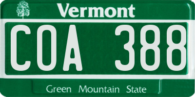 VT license plate COA388