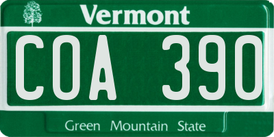 VT license plate COA390
