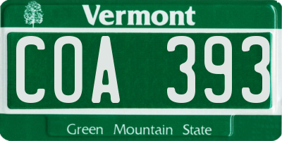 VT license plate COA393