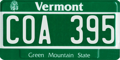 VT license plate COA395