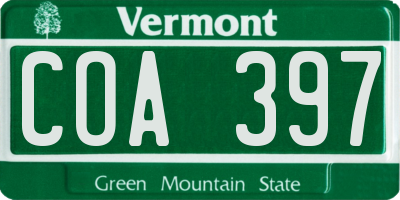 VT license plate COA397