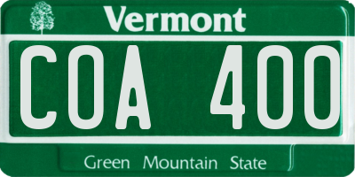 VT license plate COA400