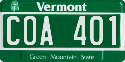 VT license plate COA401