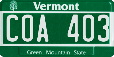 VT license plate COA403
