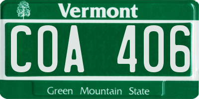 VT license plate COA406