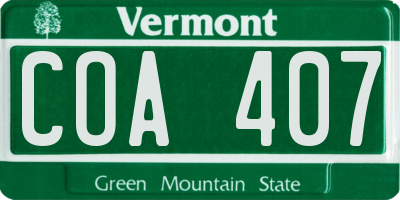 VT license plate COA407