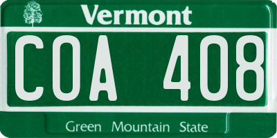 VT license plate COA408