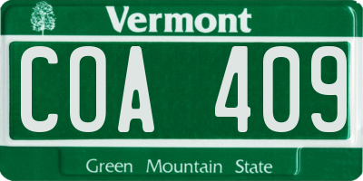 VT license plate COA409