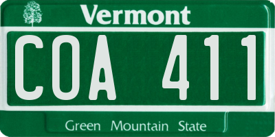 VT license plate COA411