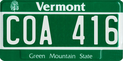 VT license plate COA416
