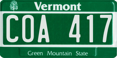 VT license plate COA417