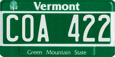VT license plate COA422