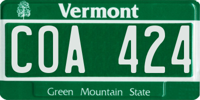 VT license plate COA424