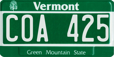 VT license plate COA425