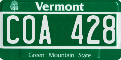 VT license plate COA428