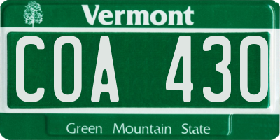VT license plate COA430