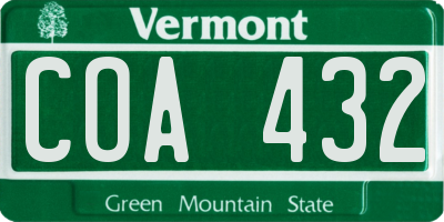VT license plate COA432