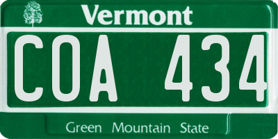 VT license plate COA434