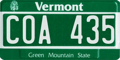 VT license plate COA435