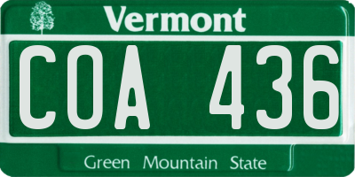 VT license plate COA436