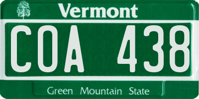 VT license plate COA438