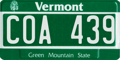 VT license plate COA439