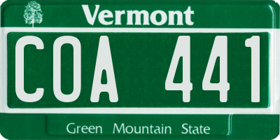 VT license plate COA441