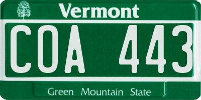 VT license plate COA443