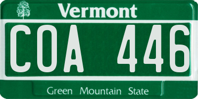 VT license plate COA446
